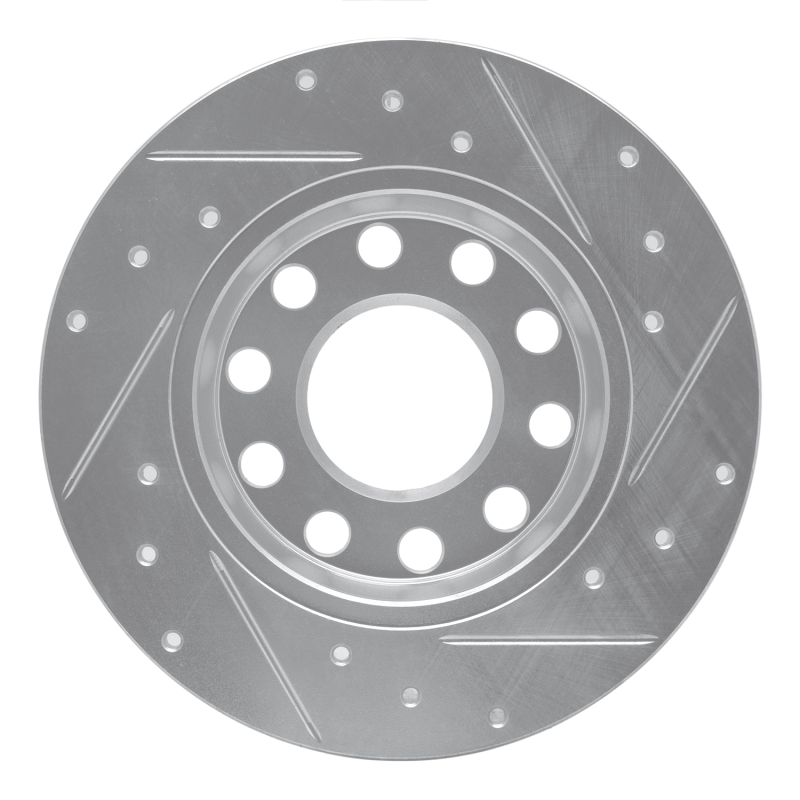 Audi A4 Brake Rotor (1) - Rear Left - R1 Concepts - Drilled & Slotted - Silver - `00-`08